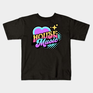 HOUSE MUSIC  - Y2K Retro Heart (blue/purple/white) Kids T-Shirt